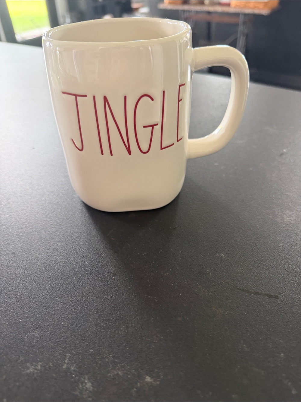 Rae Dunn White Mug with Red "JINGLE" Lettering
